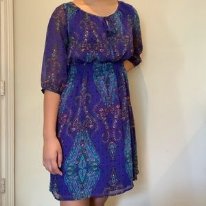 Purple see through sleeve dress